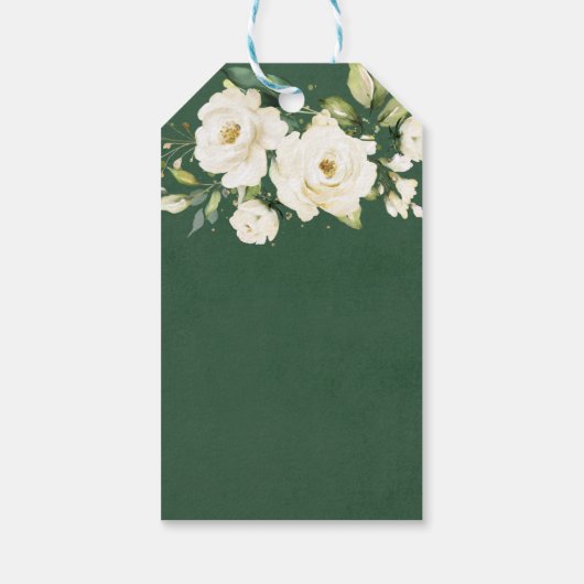 Waterverf Elegant White Rose Floral Hartelijk dank Cadeaulabel (Achterkant)