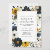 Waterverf Elegant Wildflower Bruiloft Kaart (Voorkant)