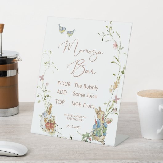 Waterverf Elegant Wildflower Peter Rabbit baby Reclamebord Met Voetstuk (Insitu)
