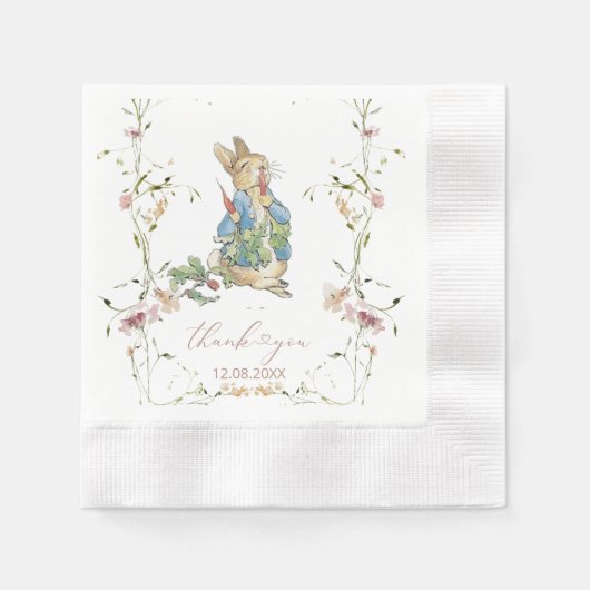 Waterverf Elegant Wildflower Peter Rabbit baby Servet (Voorkant)