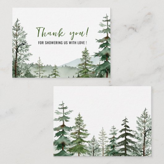 Waterverf Elegant Woodland Animals Dank u Notitiekaartje (Voorkant / Achterkant)