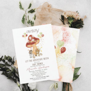 Waterverf Elegant Woodland Party Baby shower Kaart