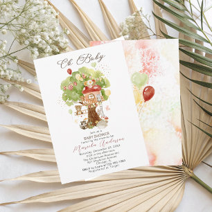 Waterverf Elegant Woodland Party Baby shower Kaart