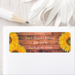 Waterverf Elegant Zonnebloem Rustieke Herfst Hout Etiket