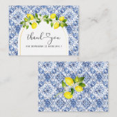 Waterverf ElegantCitrus Lemon baby shower dank u Notitiekaartje (Voorkant / Achterkant)