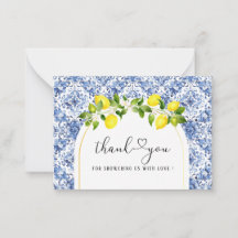 Waterverf ElegantCitrus Lemon baby shower dank u