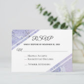 *~* Waterverf Elegante Abstracte glitter bruiloft RSVP Kaartje (Staand voorkant)