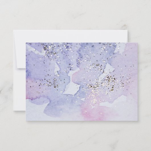 *~* Waterverf Elegante Abstracte glitter bruiloft RSVP Kaartje (Achterkant)