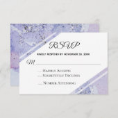 *~* Waterverf Elegante Abstracte glitter bruiloft RSVP Kaartje (Voorkant / Achterkant)
