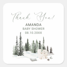 Waterverf Elegante Baby het is koud buiten Baby S Vierkante Sticker