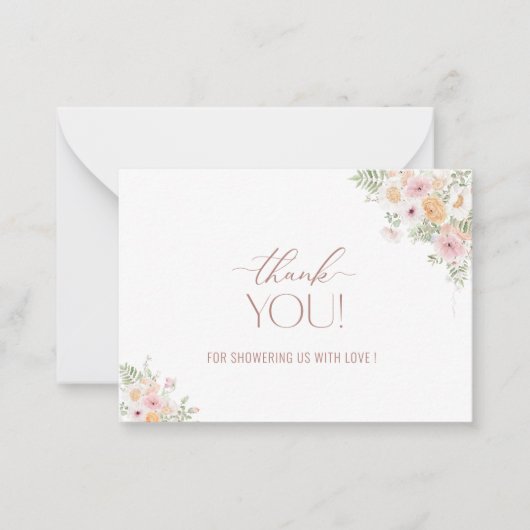 Waterverf Elegante Baby in Bloom Baby shower Dank Notitiekaartje (Voorkant)