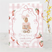 Waterverf elegante Berry Sweet meisje aardbei bi Kaart (Gele Bloem)