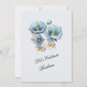 Waterverf Elegante Blauw Gouden Bloem 100ste Verja Kaart (Achterkant)