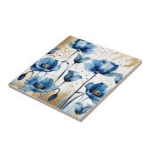 Waterverf Elegante Blauwe Poppies Tegeltje (Zijkant)