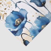 Waterverf Elegante Blauwe Poppies Tissuepapier (Detail)