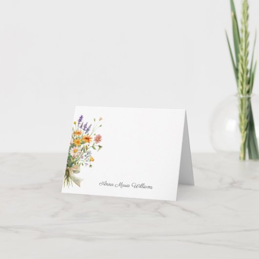 Waterverf Elegante Bloem Notitiekaart (Voorkant)