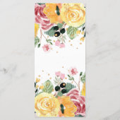 Waterverf Elegante bloemenbruiloft Menu (Achterkant)