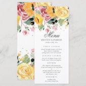 Waterverf Elegante bloemenbruiloft Menu (Voorkant / Achterkant)
