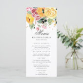 Waterverf Elegante bloemenbruiloft Menu (Staand voorkant)