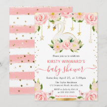 Waterverf Elegante Bloemenswan Baby Shower