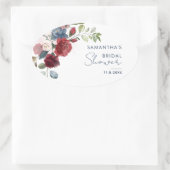 Waterverf Elegante Bloemrijke Script Bruids-Shower Ovale Sticker (Tas)