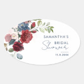 Waterverf Elegante Bloemrijke Script Bruiloft Ovale Sticker (Voorkant)