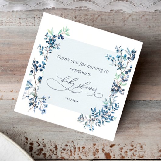 Waterverf Elegante Blueberries Baby shower servett Servet