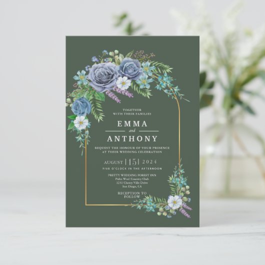 Waterverf Elegante Boheemse bruiloft uitnodiging (Staand voorkant)