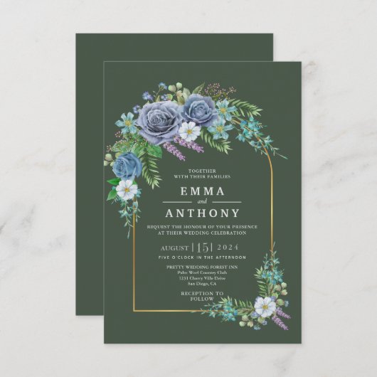 Waterverf Elegante Boheemse bruiloft uitnodiging (Voorkant / Achterkant)