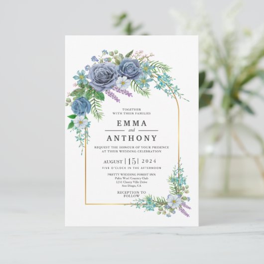 Waterverf Elegante Boheemse bruiloft uitnodiging (Staand voorkant)