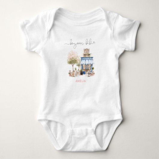 Waterverf Elegante Bonjoor Bebe Baby Shower Romper (Voorkant)