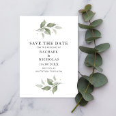 Waterverf Elegante Botanische Groen bruiloft Save The Date