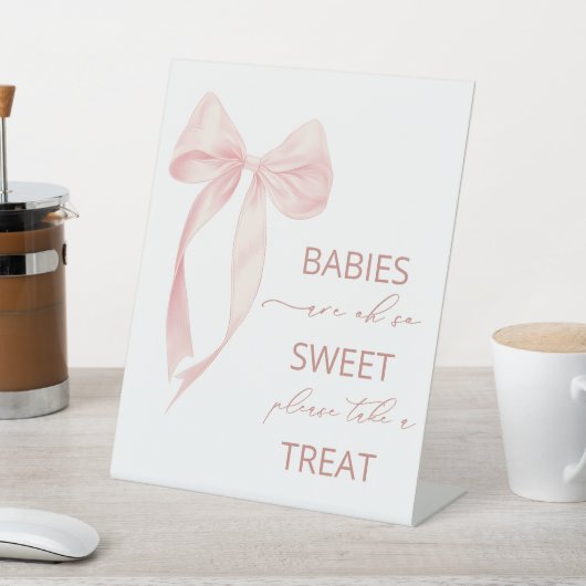 Waterverf Elegante Bow Ribbon baby shower baby's Reclamebord Met Voetstuk (Insitu)