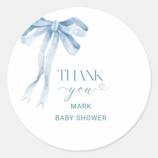 Waterverf Elegante Bow Ribbon Baby ShowerSticker Ronde Sticker (Voorkant)
