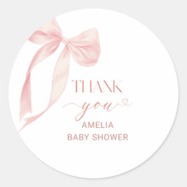 Waterverf Elegante Bow Ribbon Baby ShowerSticker Ronde Sticker
