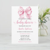 Waterverf Elegante Bow Roze Coquette Baby shower Kaart (Staand voorkant)