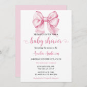 Waterverf Elegante Bow Roze Coquette Baby shower Kaart (Voorkant / Achterkant)