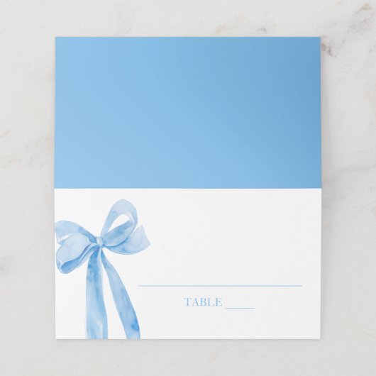 Waterverf Elegante Coquette Blauwe Boog Plaats Kaa Plaatskaartje (Buitenkant ongevouwen)