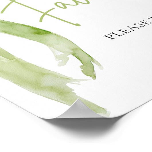 Waterverf Elegante Coquette Groene Boog Favorieten Poster (Hoek)