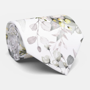 Waterverf Elegante Crème Rozen+Eucalyptus Herenstr Stropdas