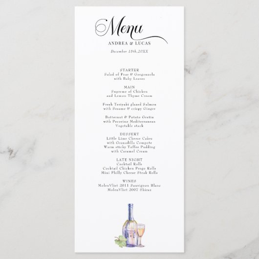 Waterverf | Elegante Engagement Party Menu (Voorkant)