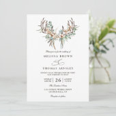 Waterverf Elegante Eucalyptus Boho QR Code Bruilof Kaart (Staand voorkant)