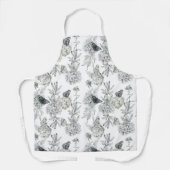 Waterverf Elegante Floral Grey Hydrangea Schort (Voorkant)