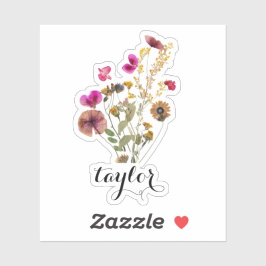 Waterverf elegante Florals Custom Name Sticker (Vel)