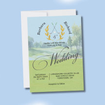 Waterverf Elegante Golfbruiloft met details