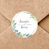 Waterverf Elegante Groenaire Bloemen bruiloft guns Ronde Sticker