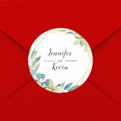 Waterverf Elegante Groenaire Bloemen bruiloft guns Ronde Sticker