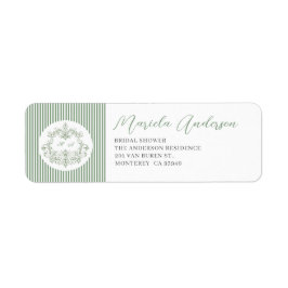 Waterverf Elegante groene bloemenchinoiserie brida Etiket