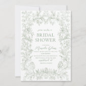 Waterverf elegante groene bloemenchinoiserie Brida Kaart (Voorkant)