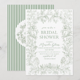 Waterverf elegante groene bloemenchinoiserie Brida Kaart